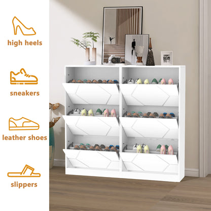 6-Tier Carved Panel Shoe Storage Cabinet for Entryway