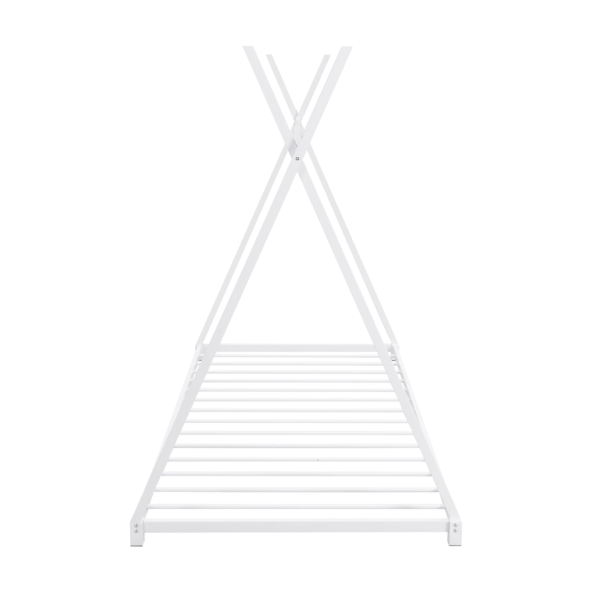 Metal Platform Bed White Triangle Frame