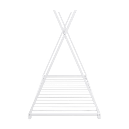 Metal Platform Bed White Triangle Frame