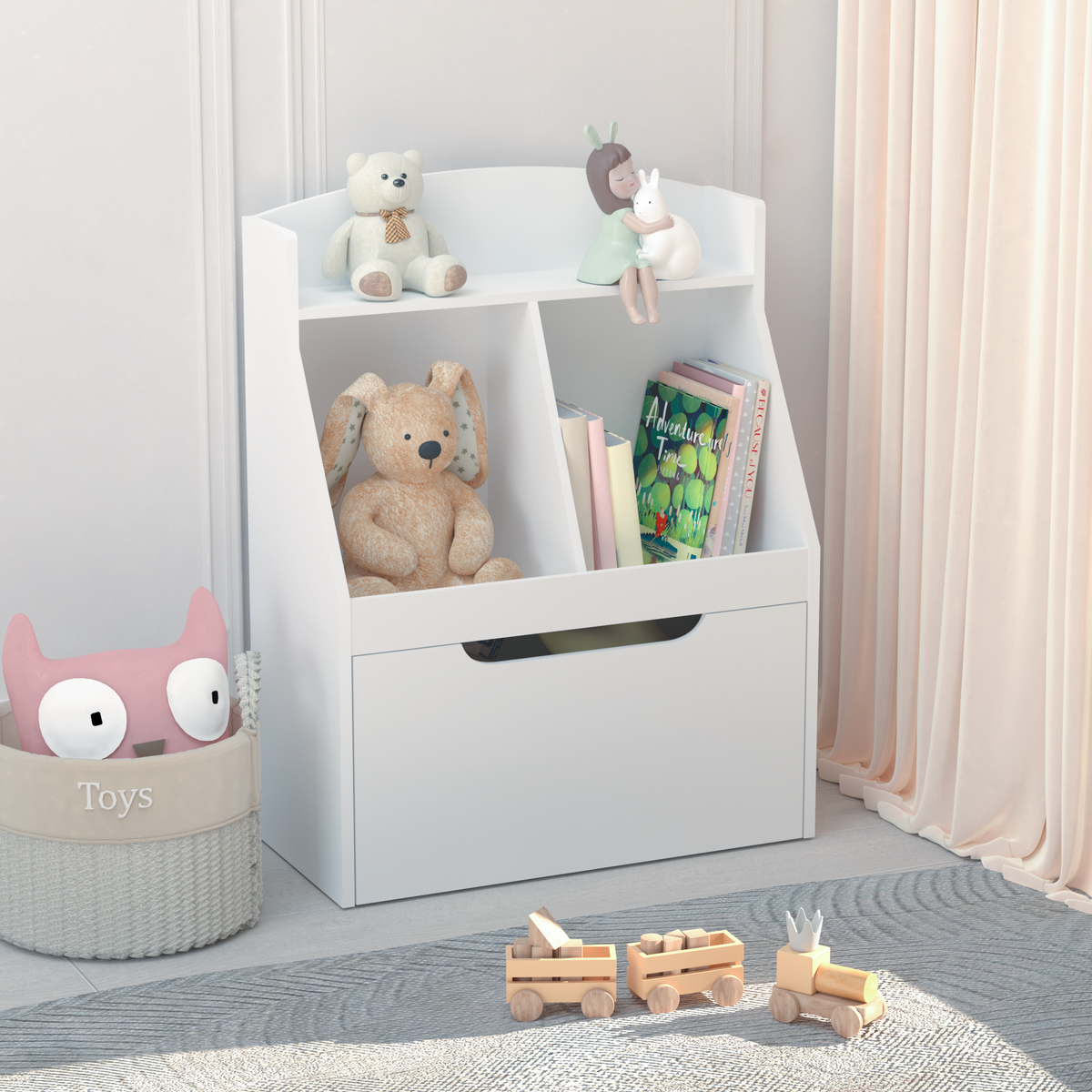Rolling Book Display Shelf – White Children’s Library Piece