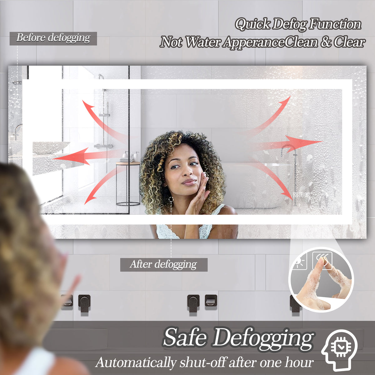 LED Bathroom Mirror 72×36 Anti-Fog