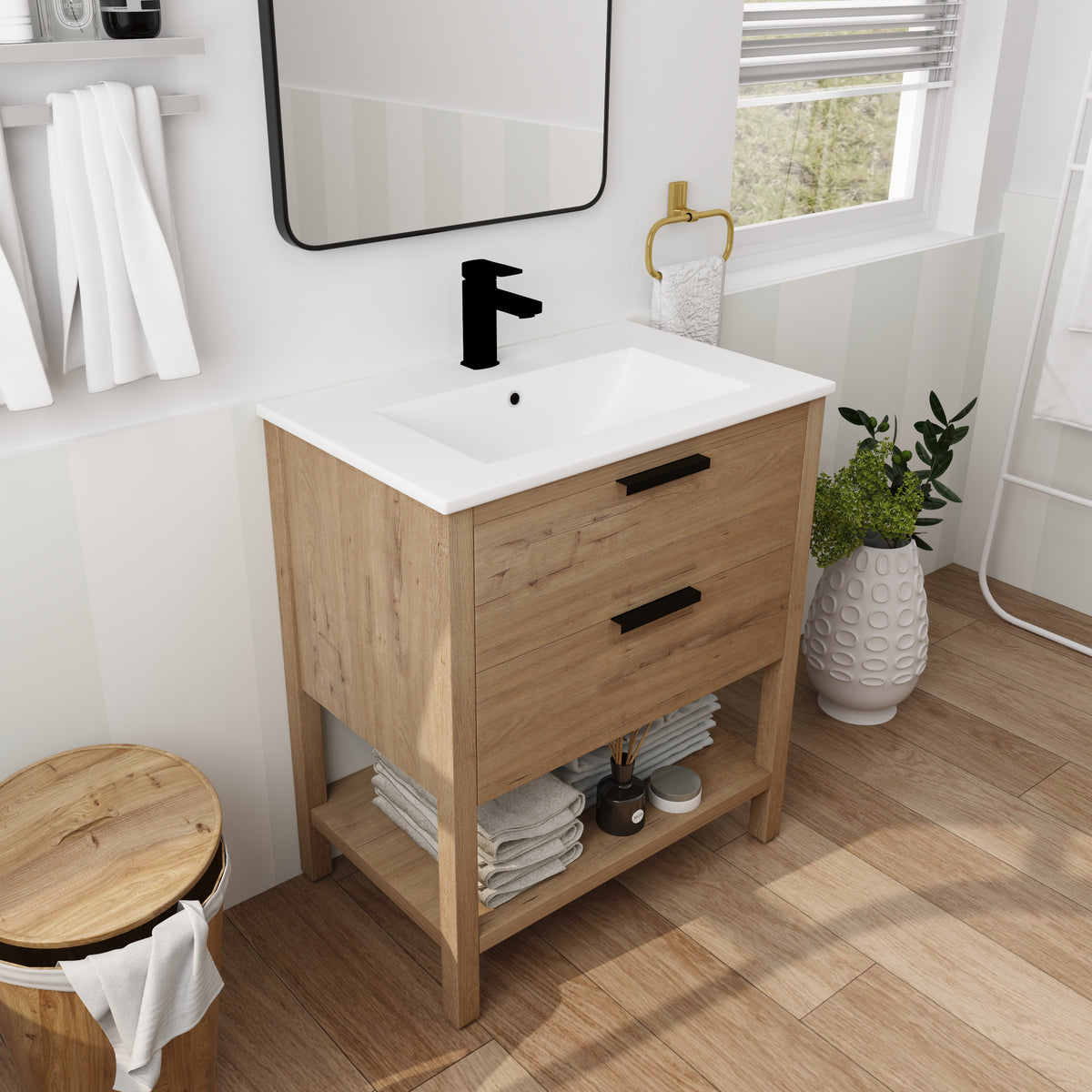 30-Inch Vanity with 2 Drawers White Finish