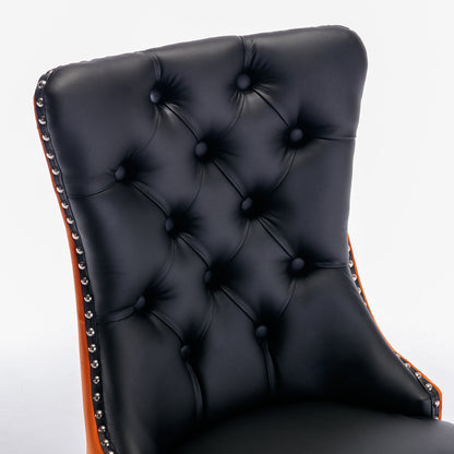 Nikki Tufted Linen Dining Chair Set (2 pcs) – Black and Orange