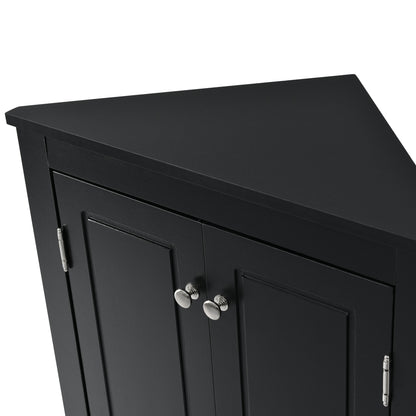 Black Corner Bathroom Cabinet with Shelves