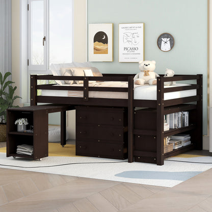 Full Loft Bed with Cabinet Espresso