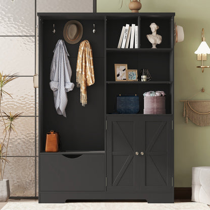 Hall Tree Storage Cabinet Black