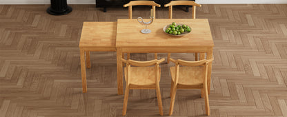 65” 5-Piece Dining Set – Natural Finish