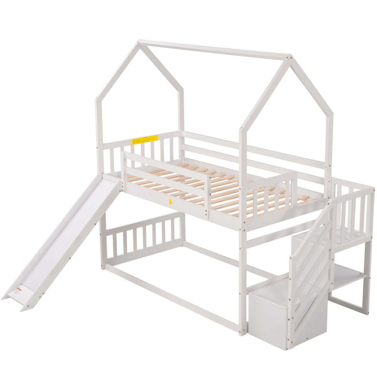 Twin House Bunk Bed White
