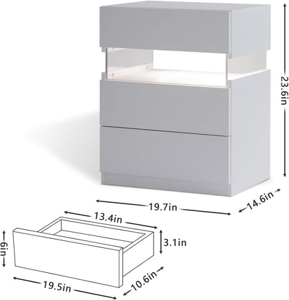 LED Bedside Table White