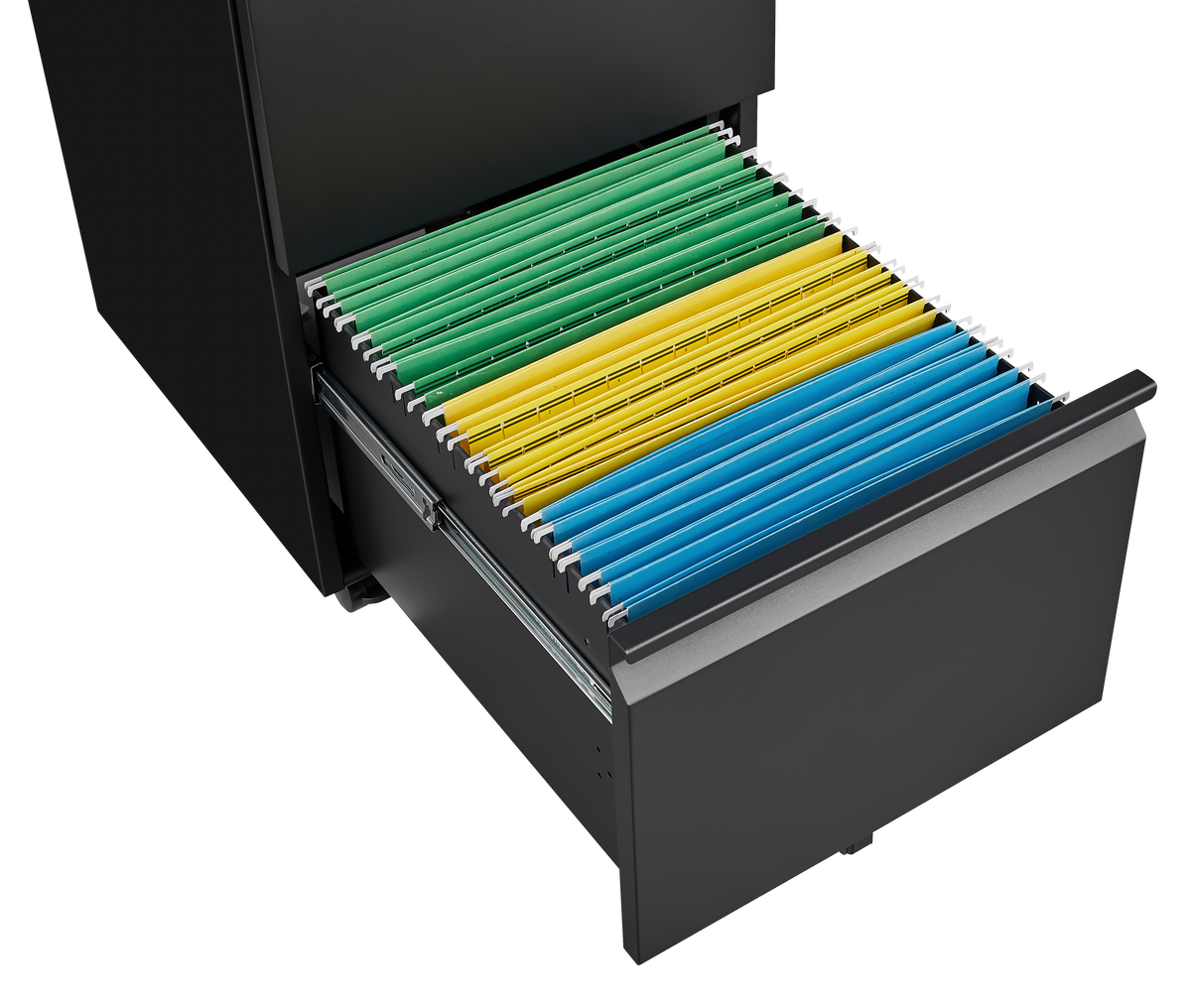 Black 2-Drawer Mobile File Cabinet – 25.6" High with Lock for Legal/Letter Size Files