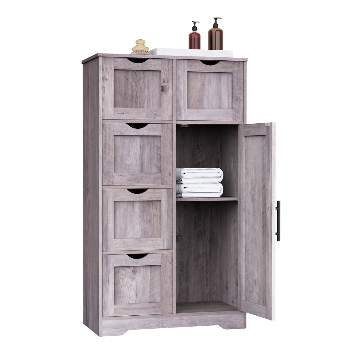 Tall Bathroom Cabinet – Grey Wood