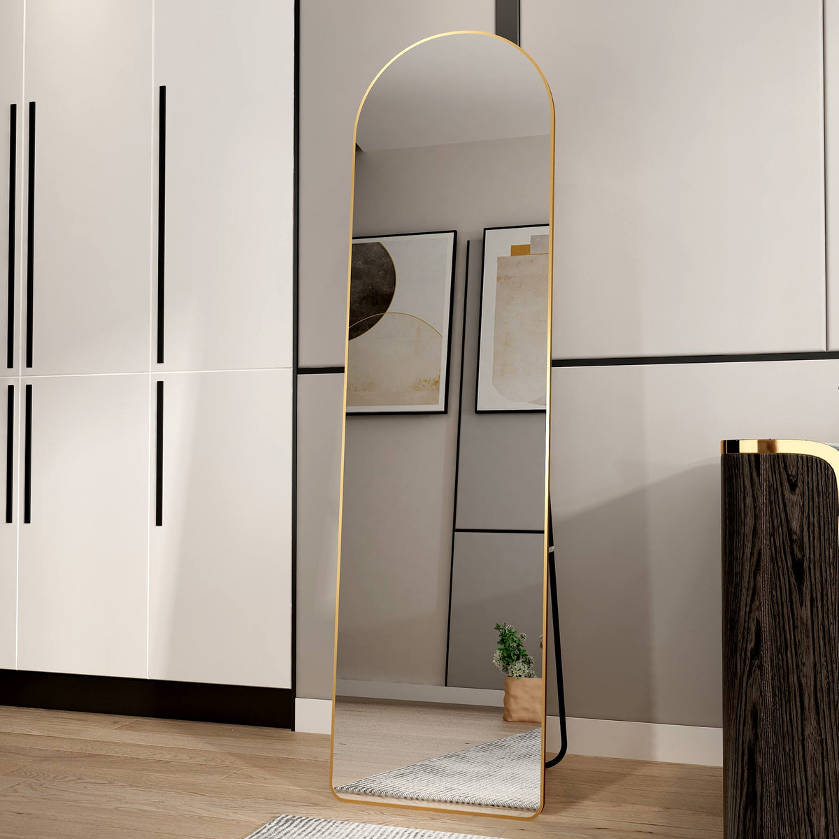 Full-Length Aluminum Alloy Wall Mirror Arched Frame