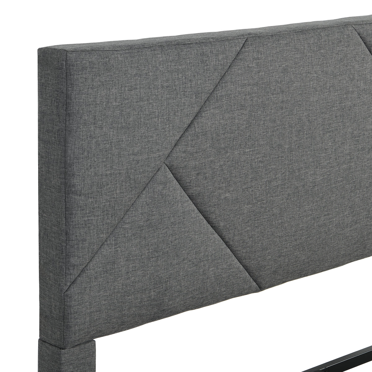 Queen Upholstered Platform Bed – Grey Wood Support