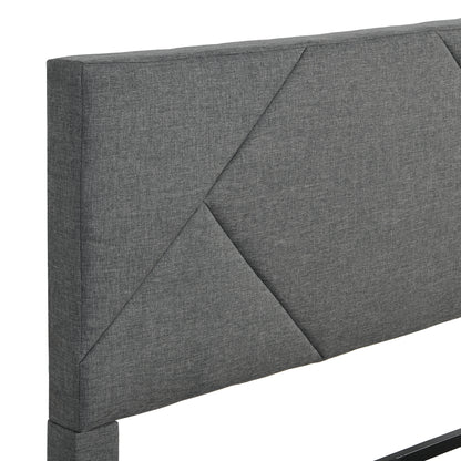 Queen Upholstered Platform Bed – Grey Wood Support