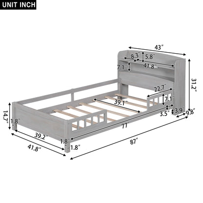 Wood Platform Bed Antique Gray