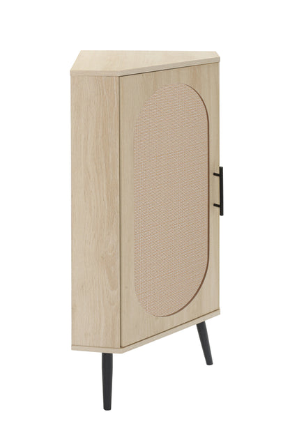 Rattan Corner Cabinet with Door and Shelf