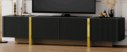 Luxury Fluted TV Stand Black