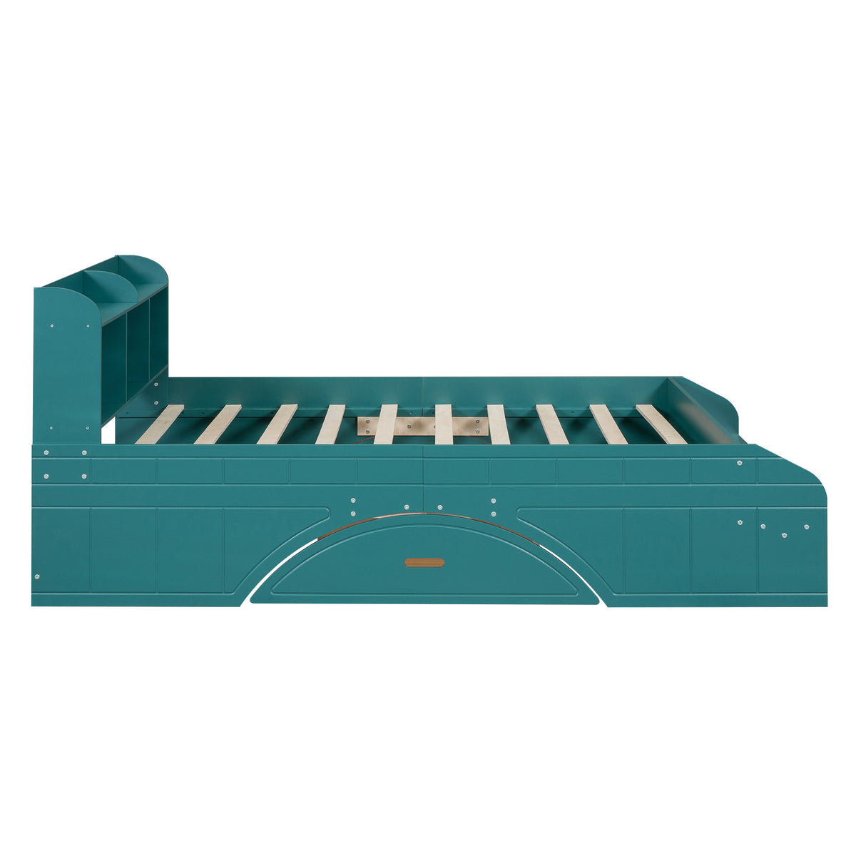 Full Platform Bed with Headboard Dark Green