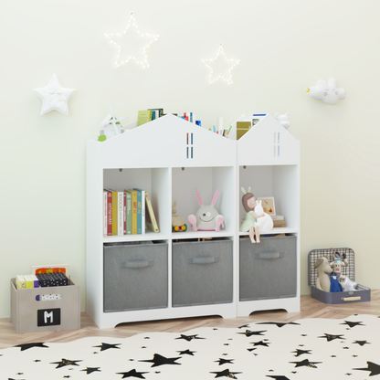 Two-Tier Storage Bookcase – White and Grey Playhouse Edition