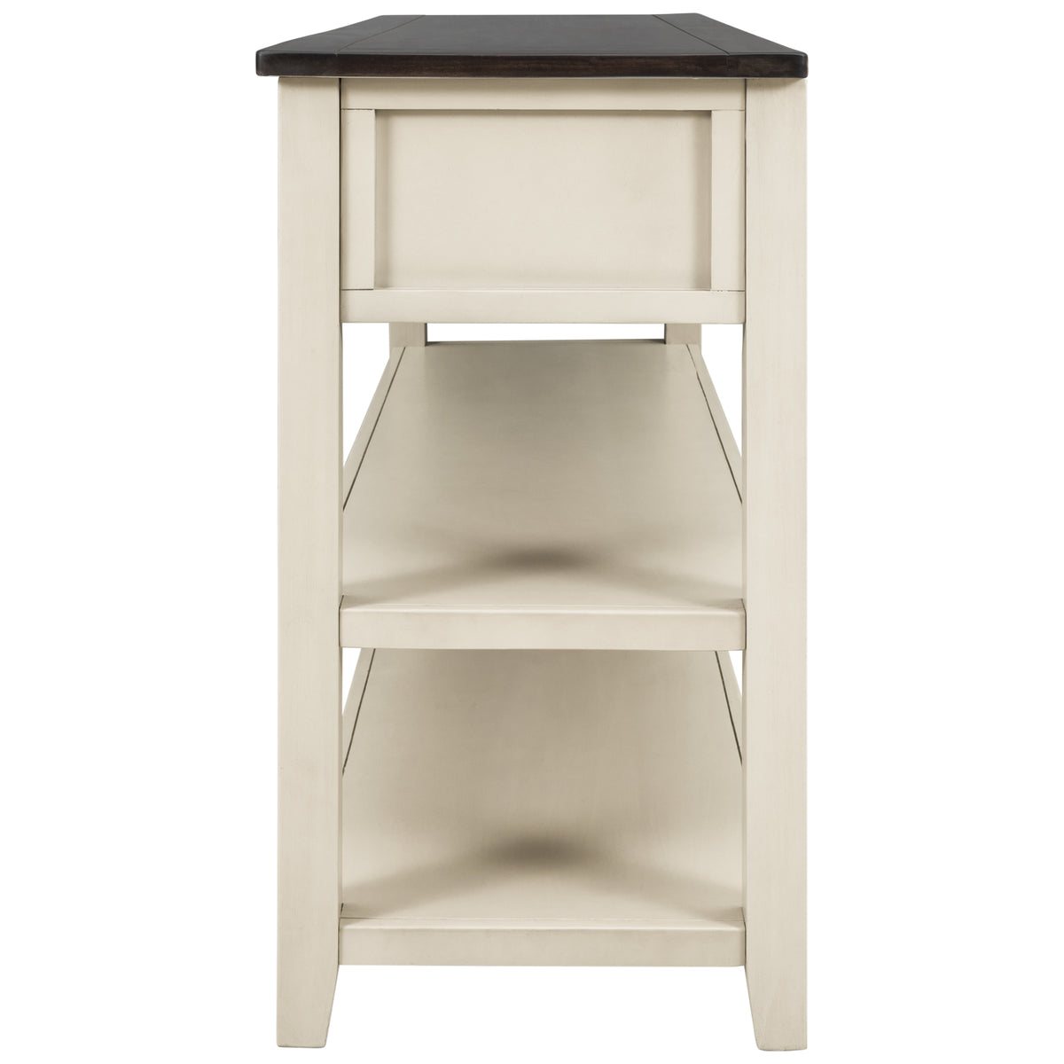 Beige Wood Console Table – Espresso Accents