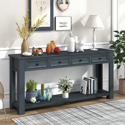 Console Table with Storage Drawers Navy