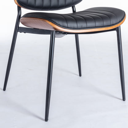 Retro Linen Dining Chairs Set of 2 Black Legs