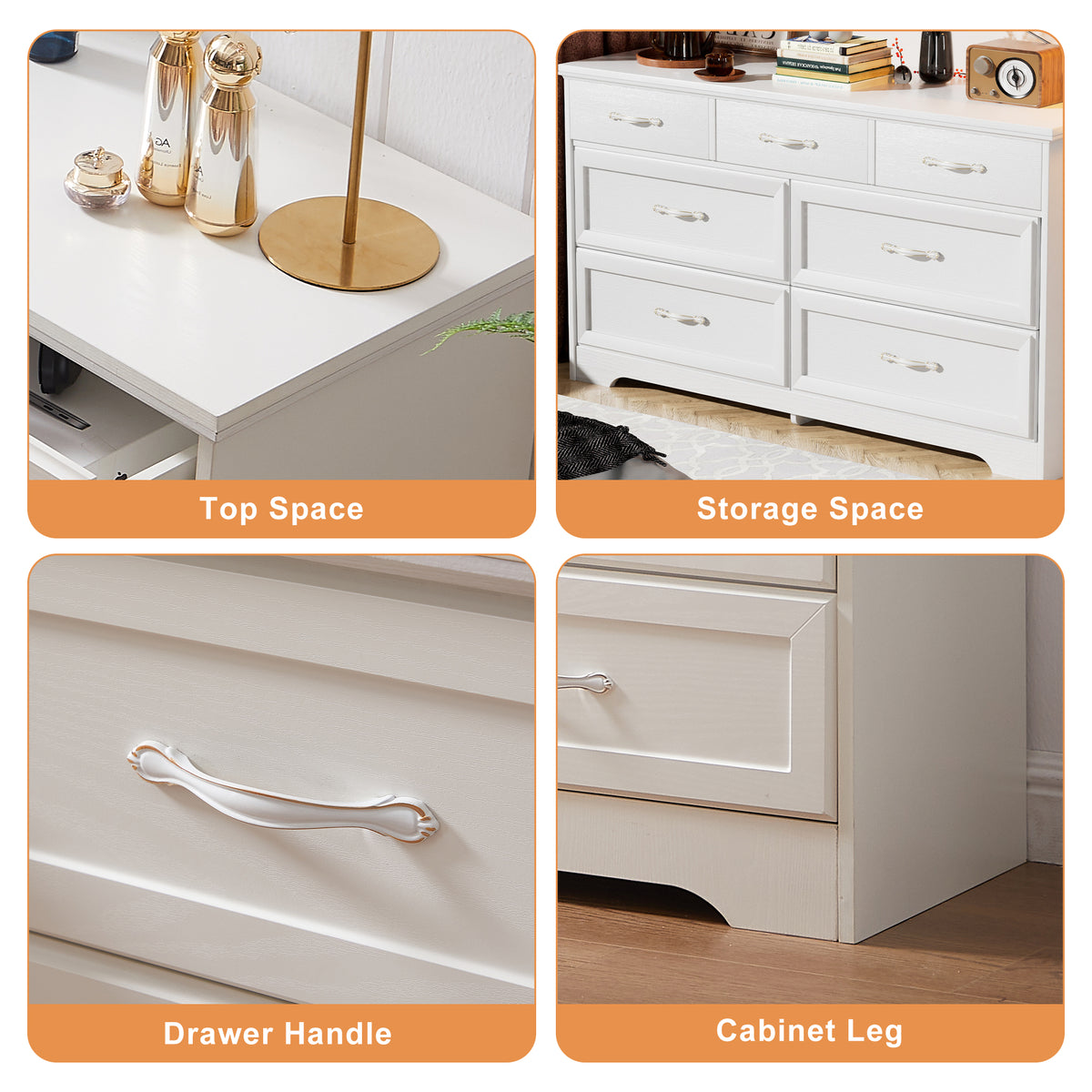 Modern 3-Drawer Dresser with Metal Pulls