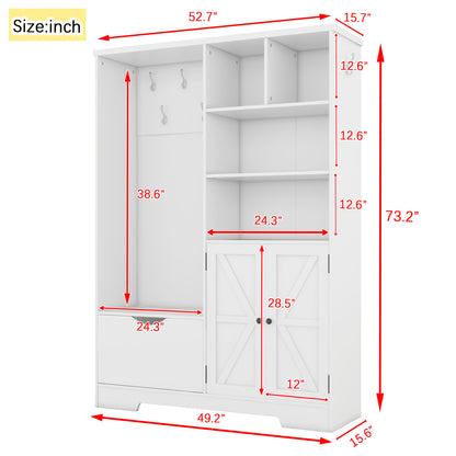 Hall Tree Storage Cabinet White