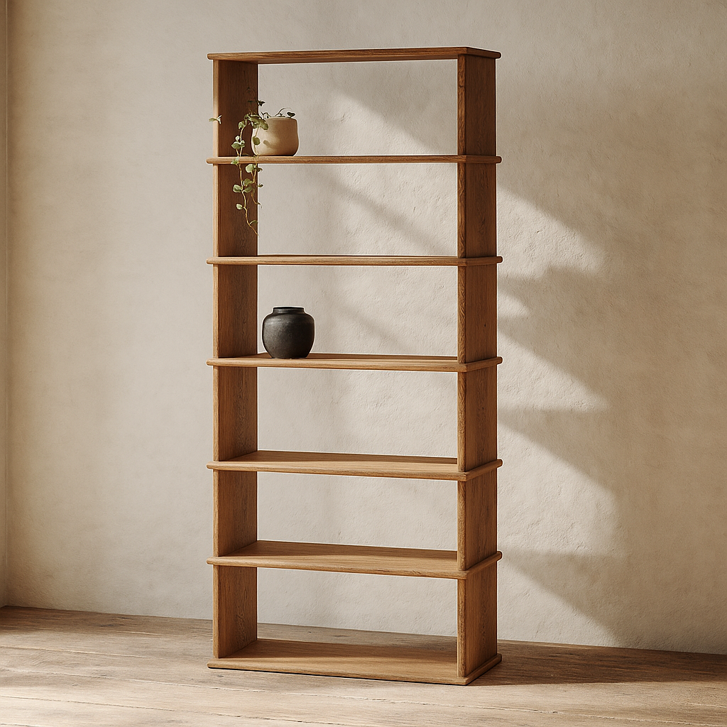 6 shelf bookcase in red oak