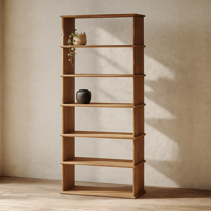 6 shelf bookcase in red oak