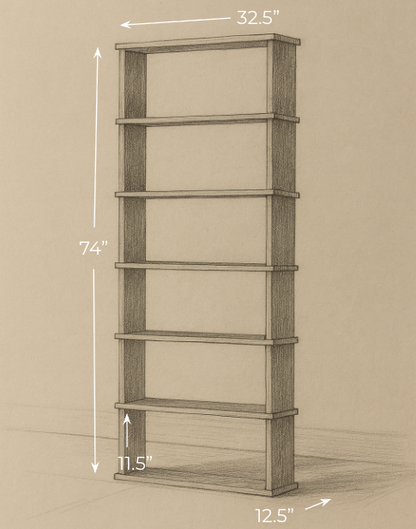 6 shelf bookcase in red oak