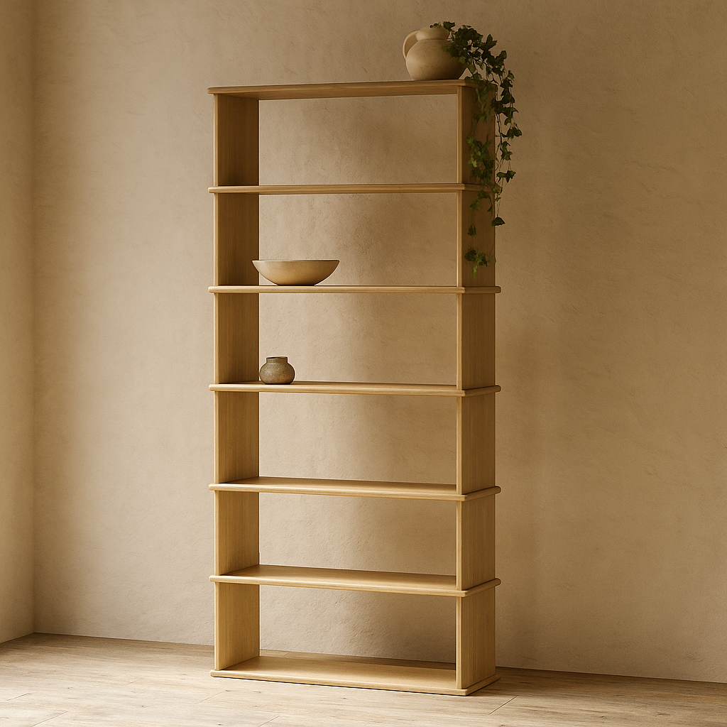 6 shelf bookcase in white oak