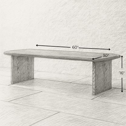 60 Inch Coffee Table in Red Oak