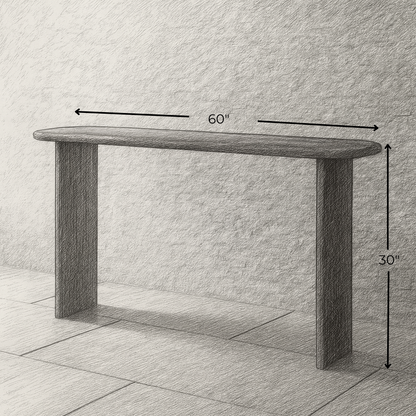 60 Inch Console Table in White Oak