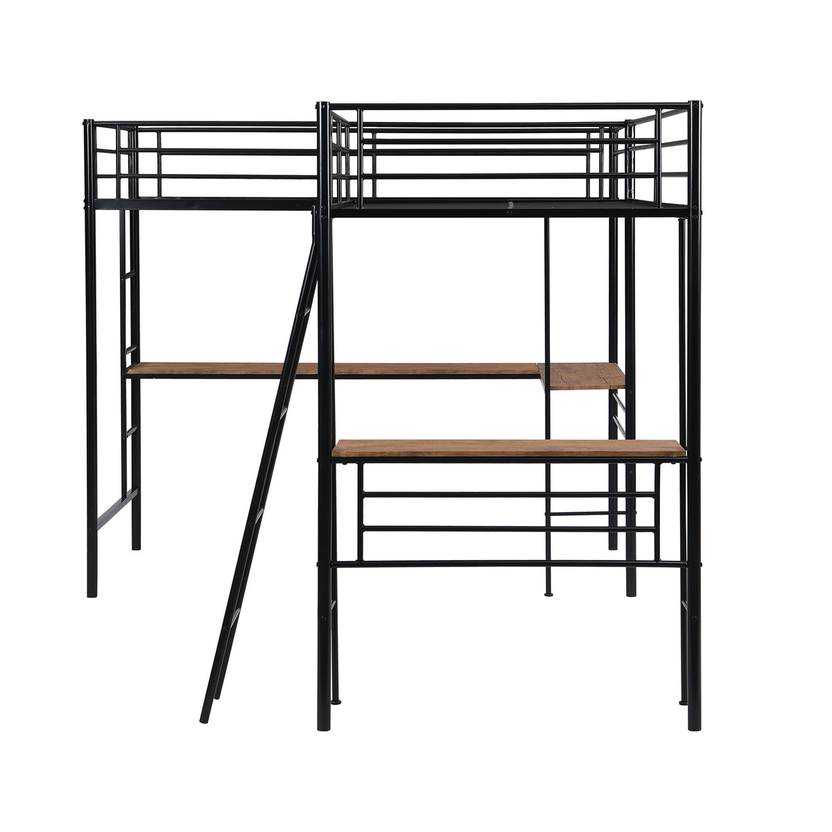 Twin Metal Loft Bed with Desk Black