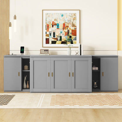 Full Murphy Bed with Shelves Gray