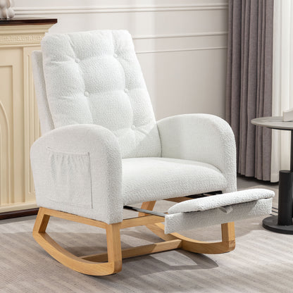 Accent Rocking Chair with Footrest – Black Rubber Wood