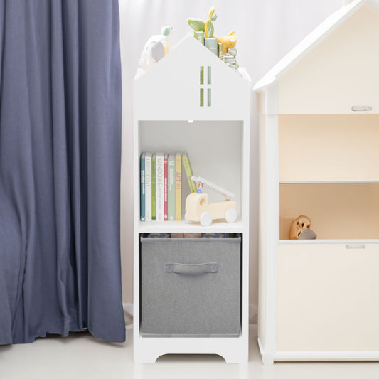 Two-Tier Storage Bookcase – White and Grey Playhouse Edition