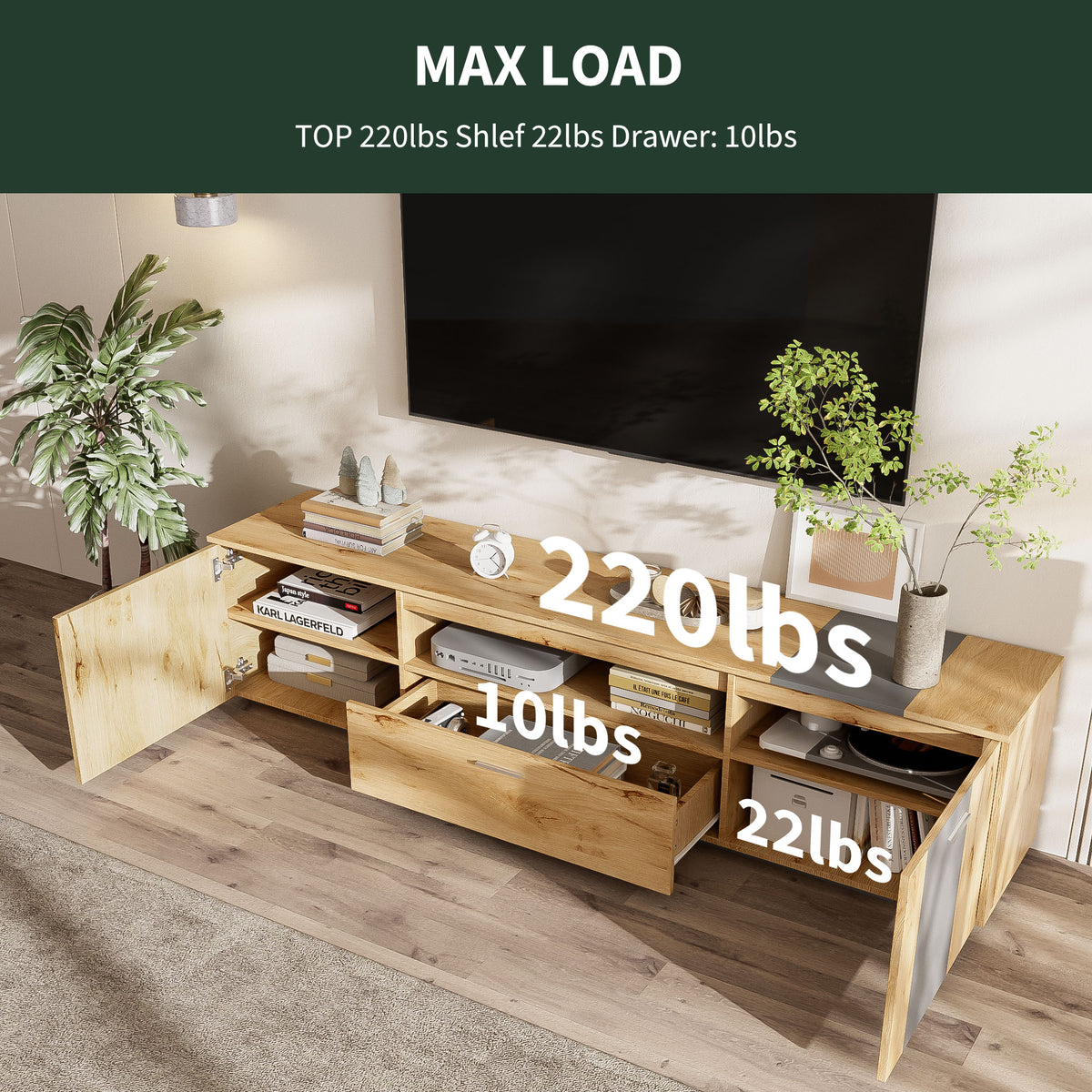 70" Modern TV Stand with Drawers