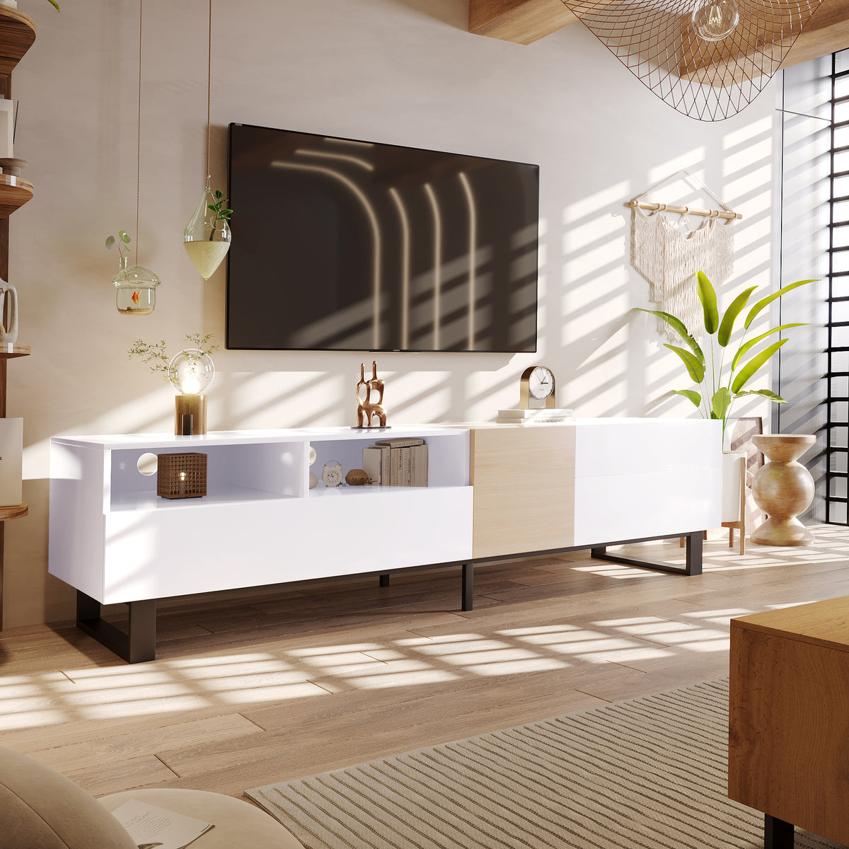 Modern Double Storage TV Stand – 80”