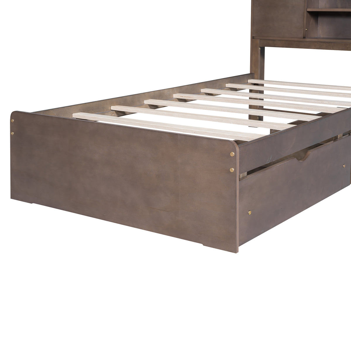 Twin Platform Bed with Storage Drawers Walnut