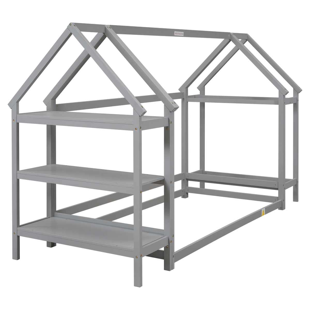 House Frame Platform Bed with Storage Gray