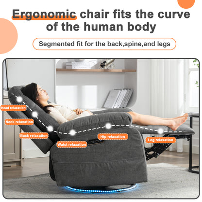 Electric Recliner Chair with LED Lighting Gray