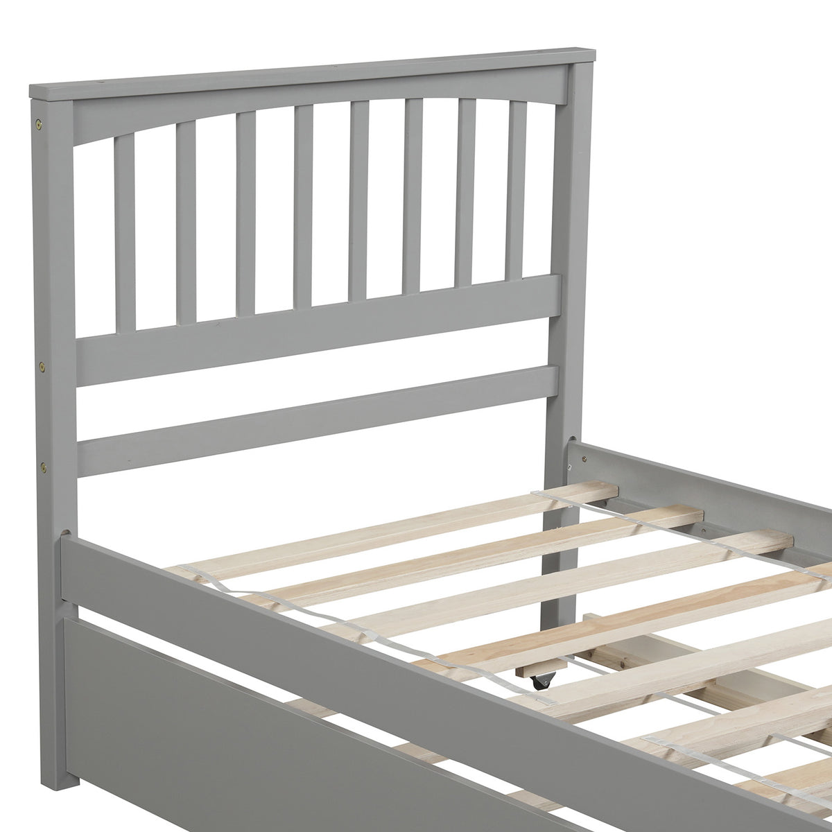 Twin Platform Bed with Trundle Gray