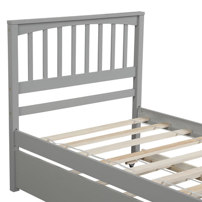 Twin Platform Bed with Trundle Gray