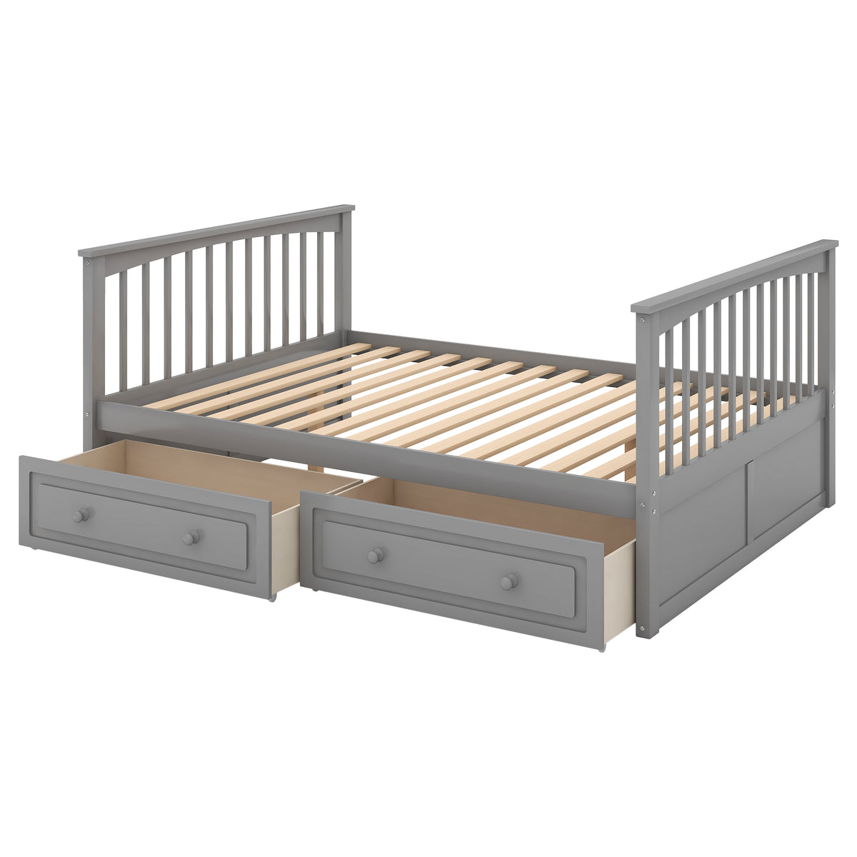 Convertible Full Bunk Bed with Drawers Gray