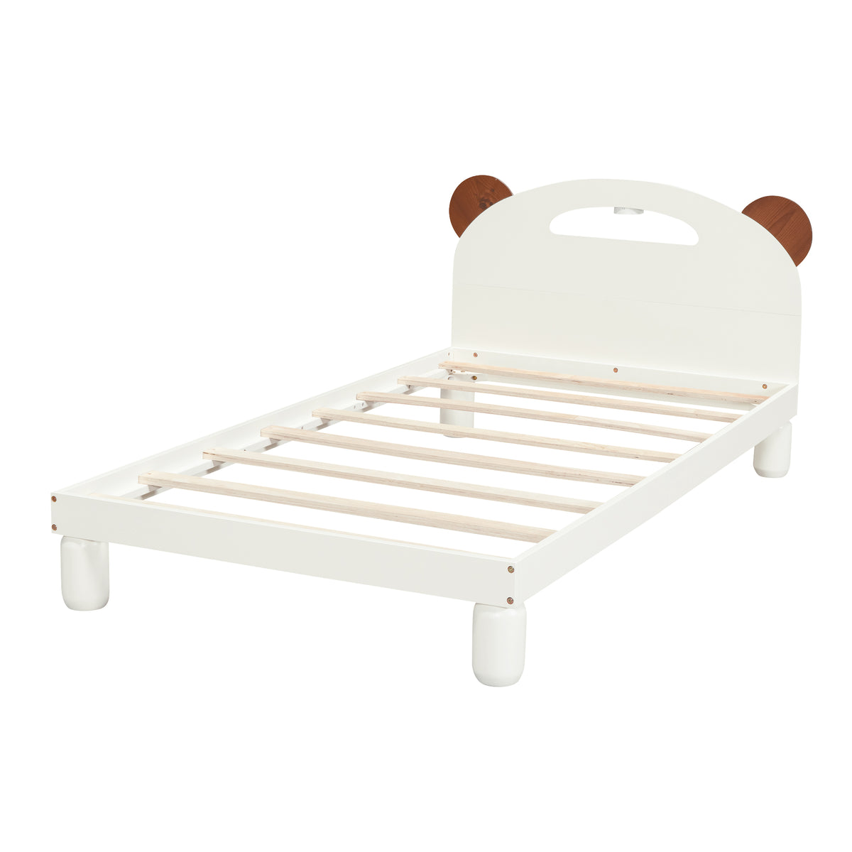 Twin Platform Bed with LED Headboard White