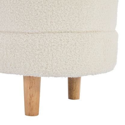 Sherpa Fabric Storage Ottoman Bench – White