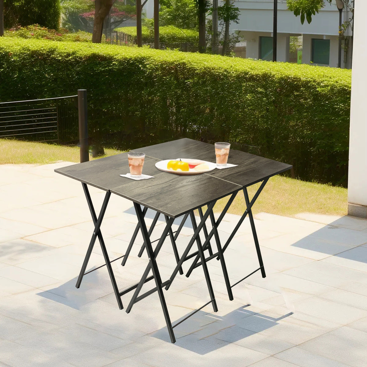 Compact Folding Snack Table Set – Gray