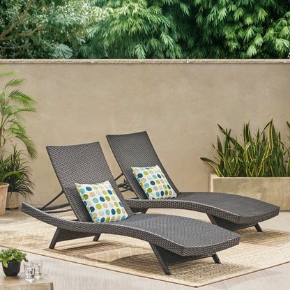 PE Wicker Chaise Lounge Gray